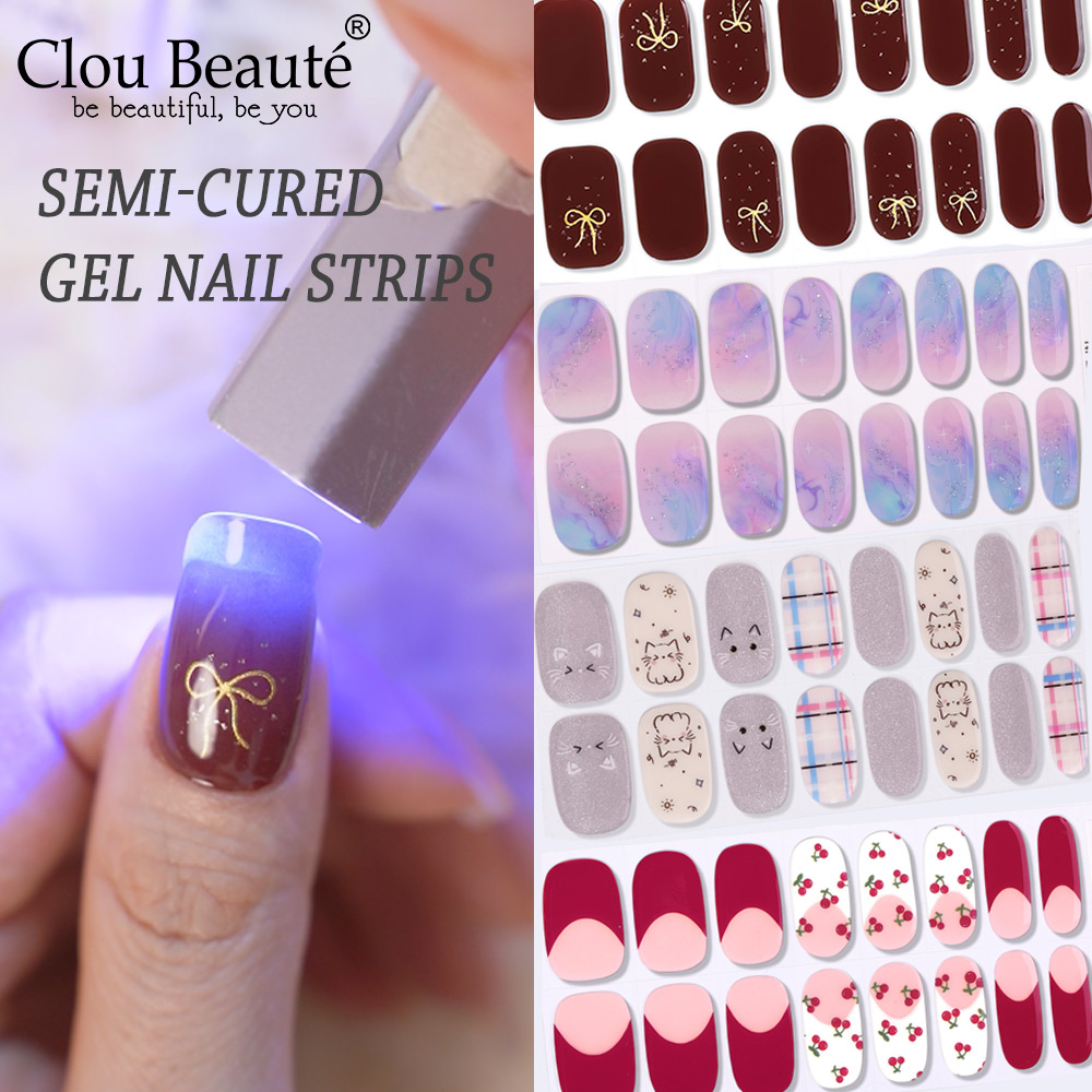 Semi-Cured Gel Nail Strips 16  - Full Cover Adhesive review and price